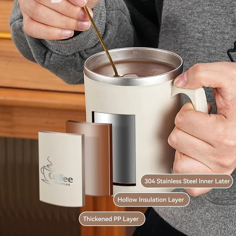 450Ml Stainless Steel Cup Tea Milk Coffee Cup 304 Double Wall Insulated Sealed Anti Scalding Drinking