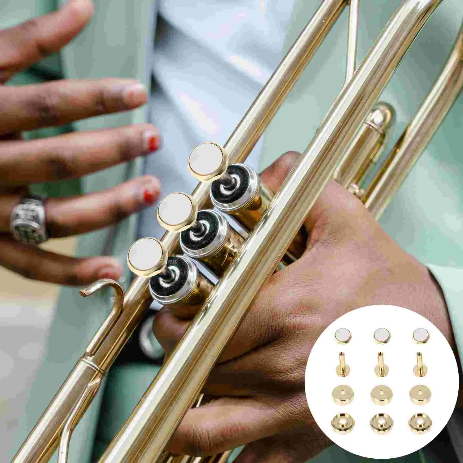 

Small Button Trumpet Buckle Portable Musical Tool Piston Creative Press Cover Copper Instrument