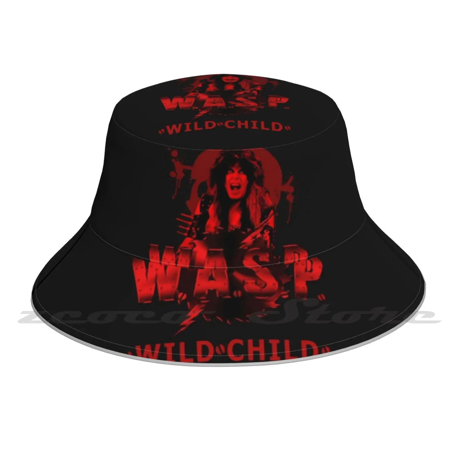 

- Wild Child Bucket Hat Outdoor Sports Breathable Present Fashion Cap Metal Heay Metal Iron Metal W A S P Band Metal Band Retro
