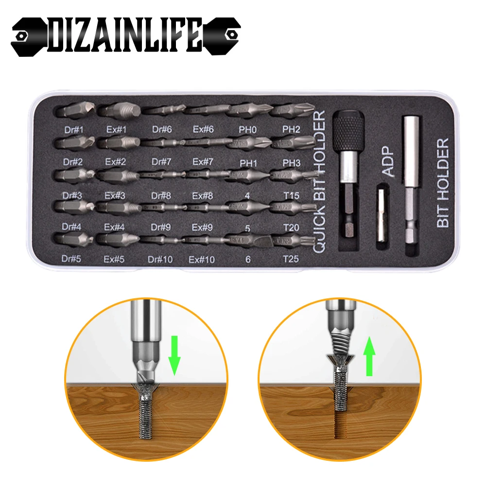 Set Double Side Damaged Screw Extractor Drill Bits Screw Extractor Remover Drill Aliexpress