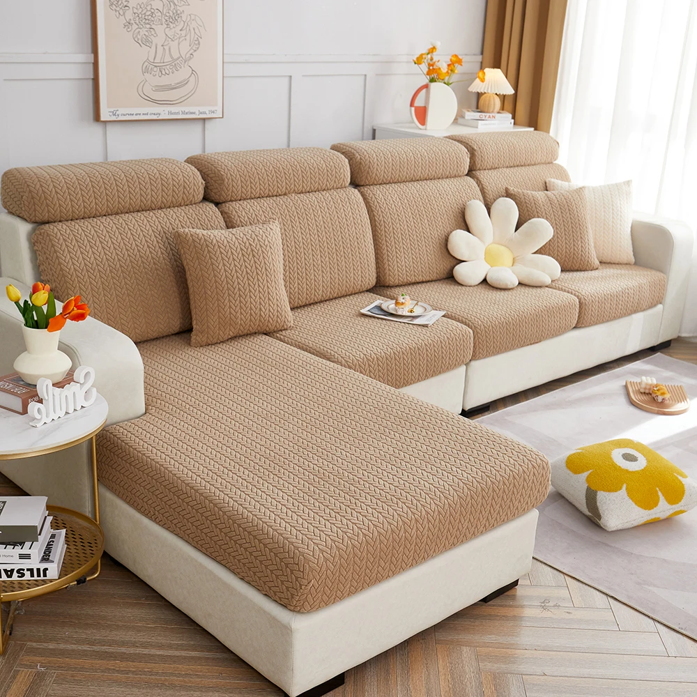 Elastic Thicken Sofa Cushion Covers Pattern Jacquard Sofa Seat Cover for Living Room Protector L Shape Corner Sofa Slipcover
