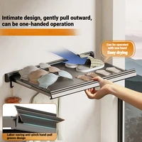 Folding Clothes Drying Net Punch-free Retractable Load-bearing 10kg Balcony Bathroom Bedroom Storage Rack With Hooks 2