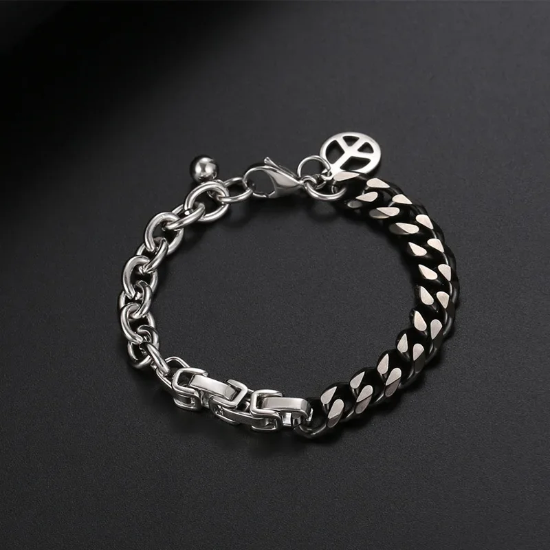 High-Quality Stainless Steel Bracelets For Men Blank Personality Splicing Link Chain Bracelets On the Hand Jewelry Gifts trend