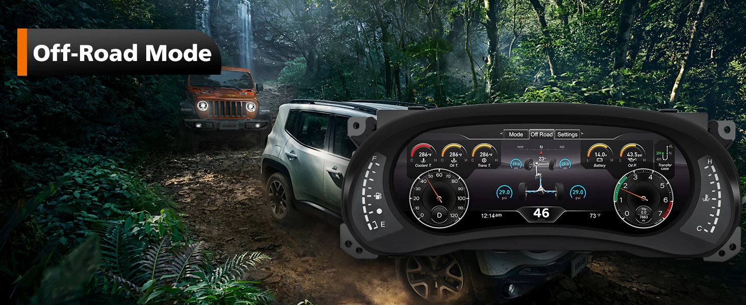 Digital Instrument Cluster Display For Jeep Wrangler JK 2007-2017 Speedometer 12.3”HD screen1920*720/2S Fast Boot/Plug&Play