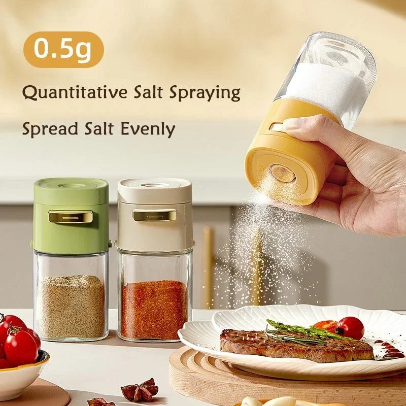 Spice Jar Seasoning Jar Seasoning Bottle Kitchen Quantitative Salt Bottle Spice Can Pepper Chili Powder Jar Glass Seasoning Tank Sealed Moisture-proof Kitchen Gadgets