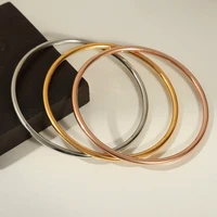 Luxury Women Stainless Steel Bracelet Simple Round 316L High Quality Golden Bangle Female Anti-Allergy Charm Jewelry Gift 2