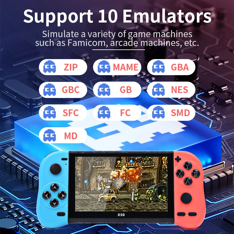 X50 Video Game 5.1 HD screen 64bit games supports multiple emulators  ortable Handheld Retro Game Console Video Player tv output