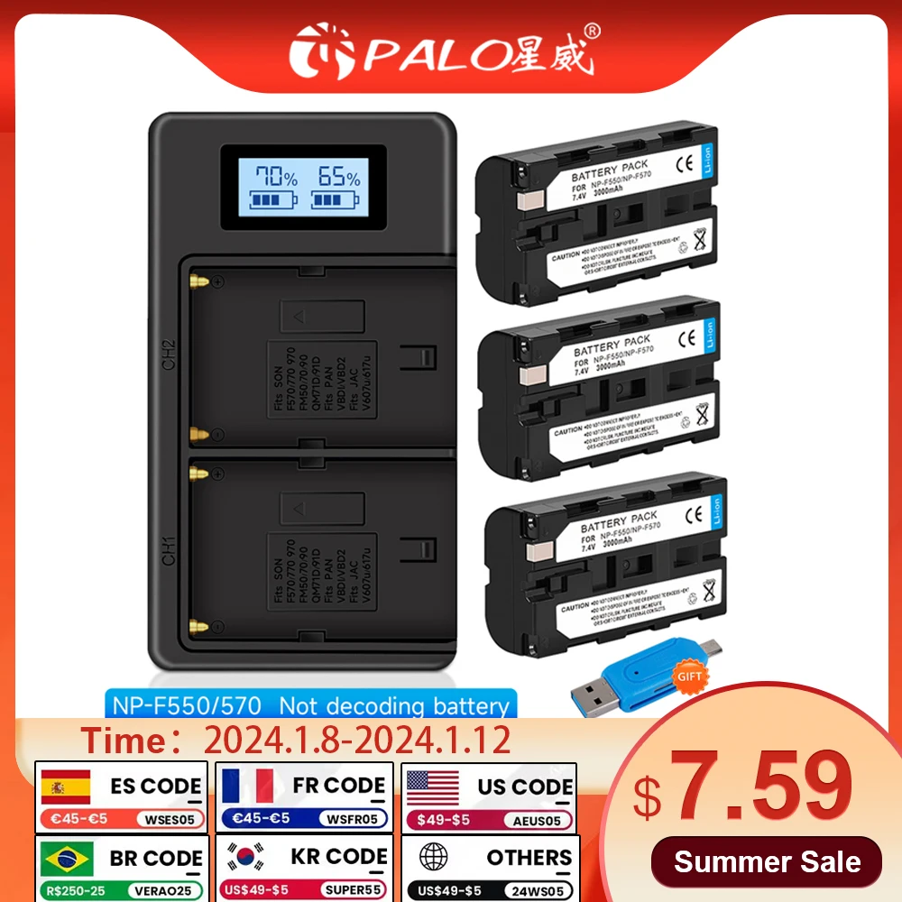 Np-F550 Np-F570 Np F550 F570 Batterie Per Foto/Videocamera + Lcd Doppio Caricatore Per Sony Np-F330 Np-F530 Np-F570 Np-F730 Np-F750 Np-F960 Np-F970