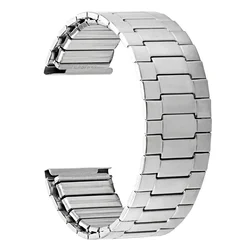 Sleek Stainless Steel Elastic Watch Band - 22mm Wristband Replacement Accessory - S (Shortest 137mm) (Silver)