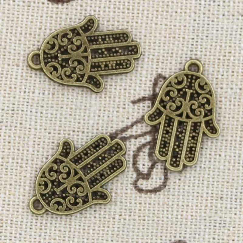 15pcs 매력 Hamsa 손 파티마 손바닥 21x14mm 골동품 만드는 펜던트에 맞게, 빈티지 티벳 청동 실버 색상, DIY 수제 보석