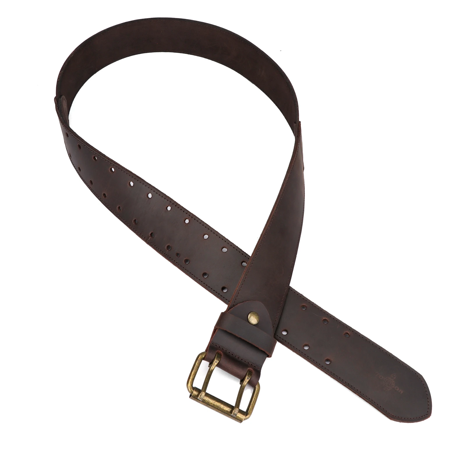 Tourbon 2'' Work Belt in Heavy Top Grain Leather Double Prong Tongue Roller Buckle Tools Belts 84 - 112cm(33'' - 48'') for Men