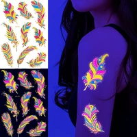 Fluorescent Sticker Luminous Temporary Tattoos Stickers UV Glow Fluorescent Bull Tattoo Waterproof For Body Art Decals 2