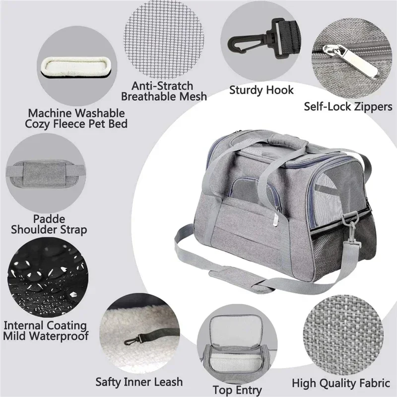 Portable Pet Travel Bag Dog Bag Mesh Dog Carrier Thick Cotton Cushion Pet Aviation Backpack Anti-suffocation Outdoor