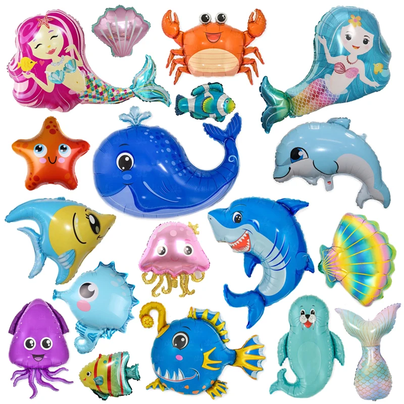 

Sea Animal Foil Balloons Whale dolphin mermaid Marine Life Theme Birthday party Decoration Baby Shower Ocean World Balloon