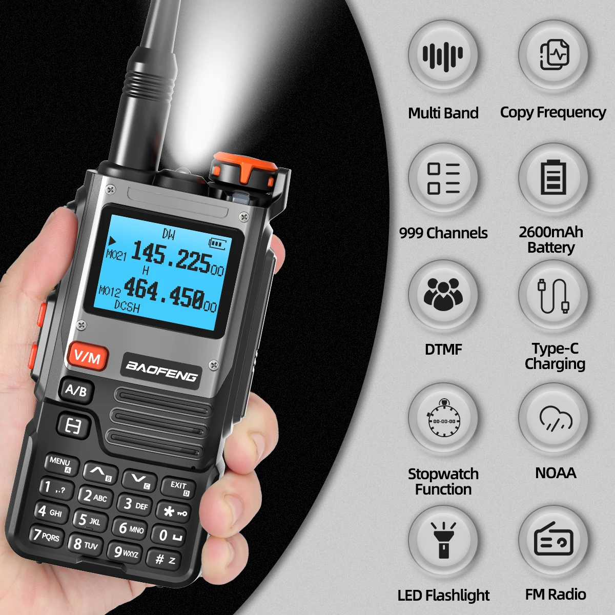 Baofeng UV-K61 Long Range Walkie Talkie Wireless Copy Frequency Type-C Charger UHF VHF DTMF FM NOAA UV-5R Upgraded UV-K6 Radio 2
