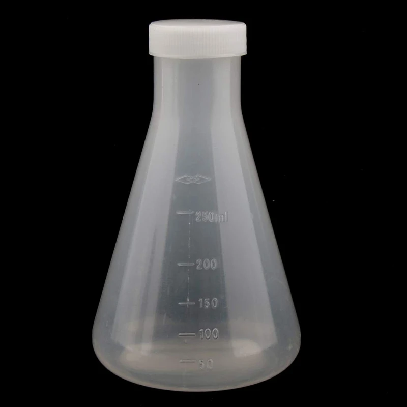 실험실 등급 플라스틱 원뿔 엘렌마이어 플라스크, 측정 가능, 매끄러운 두꺼운 벽, 250ml 2 병