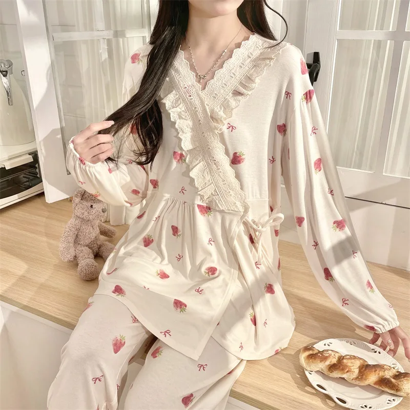 Strawberry Maternity Nightwear Modal Pregnancy Postnatal Sleepwear Breastfeeding Pajamas Nursing Maternity Nightgown 5 Strawberry Maternity Nightwear Modal Pregnancy Postnatal Sleepwear Breastfeeding Pajamas Nursing Maternity Nightgown - Image 5