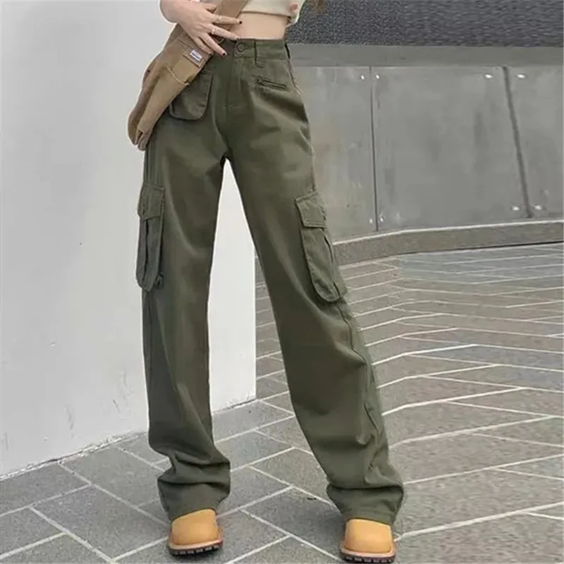 

Женские джинсы весна-осень Новые однотонные прямые брюки на пуговицах с несколькими карманами брюки на молнии Женская одежда ZM044