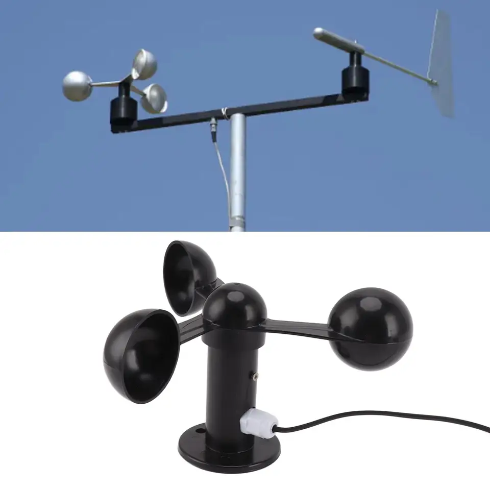Three Cups Wind Speed Sensor Monitoring 8M 360 Degree Anemometer Cups Waterproof Accurate Wind Speed Detector for Outdoor 0‑3.8v image 2