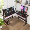 L Shaped Desk Corner Gaming Desk Computer Desk with Large Desktop Studying and Working  for Home and Work Place 2