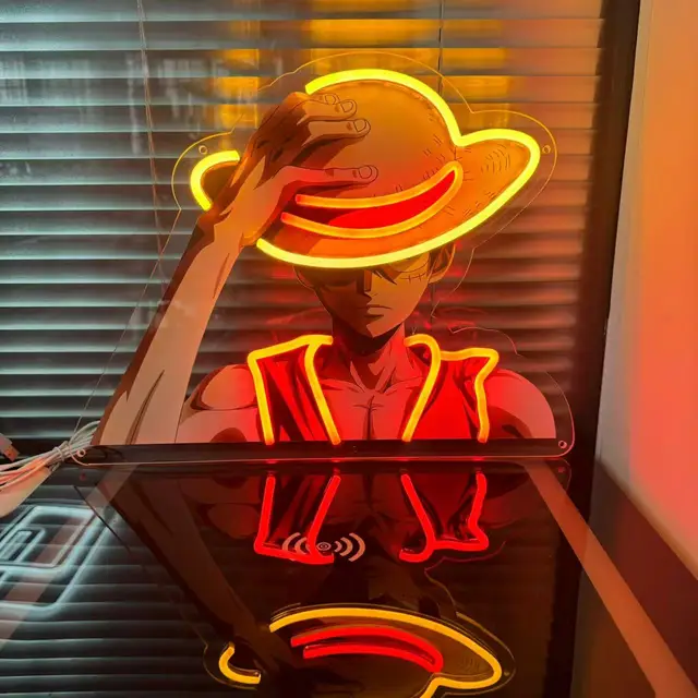 One Piece Rufy busto con cappello lampada Neon con switch USB 1