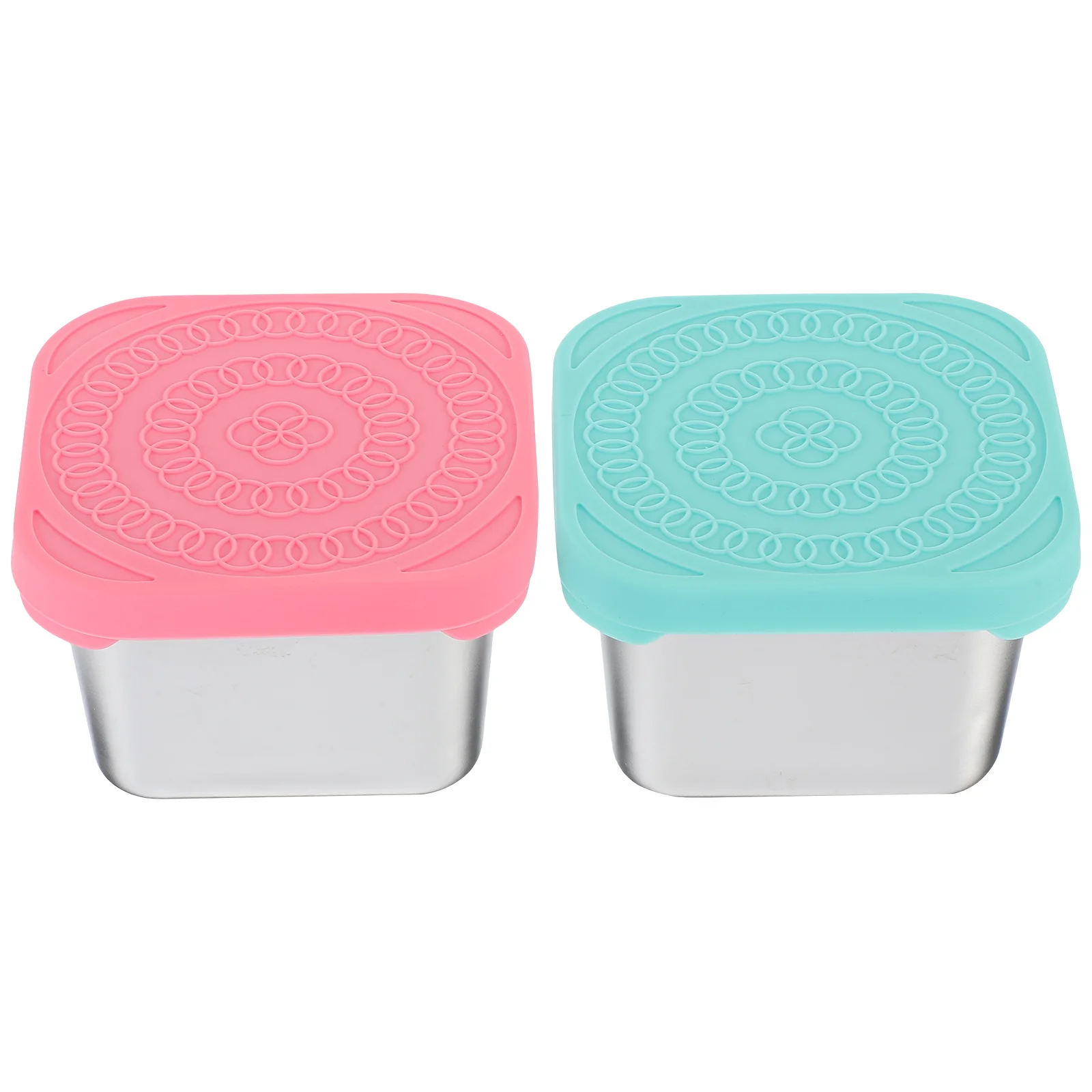 

2 Pcs Airtight Sauce Cups with Lids Reusable Stainless Steel Containers Dressing Metal Snack Condiments Silica Gel Travel Food