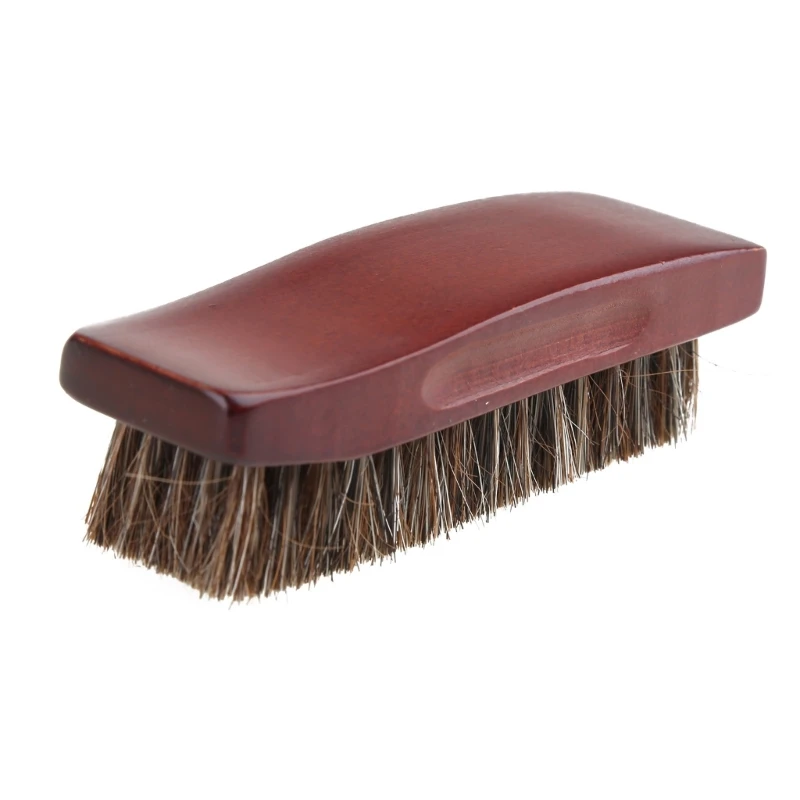 1pc Professional Wooden Handle Horse Hair Bristle Boot Shoes Buffing Brush 95AA 4