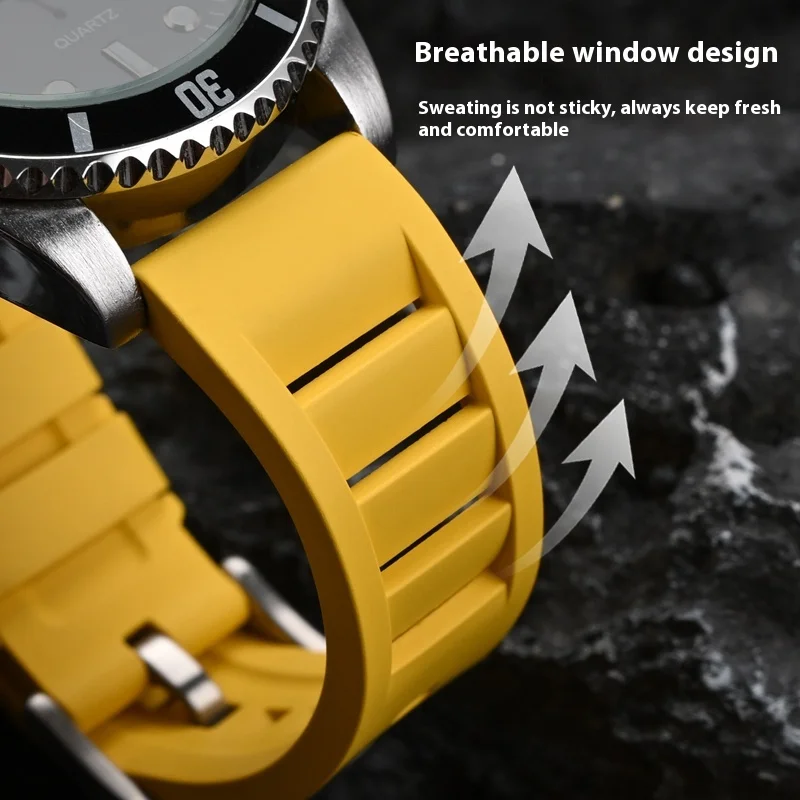 Breathable Quick Release Waterproof FKM Rubber Watch Strap
