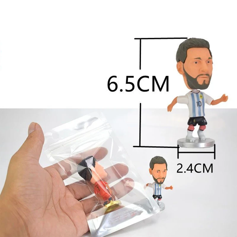 Soccer Star Figure Car Ornaments PVC Collectible Model Sports Doll 6.5cm Mini Football Player Figurine Toys Souvenirs For Fans