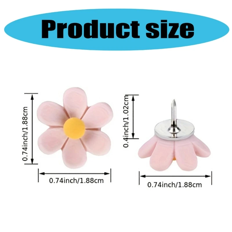 20/30Pcs Flower Push Pins Cork Notice Board Thumb Tacks Drawing Pins Map Office Notice Board Bulletin push pins