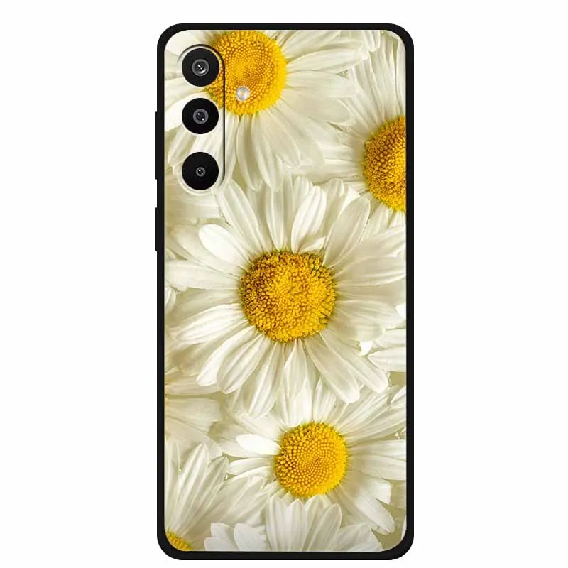 Floral Printed Silicone Phone Case - Black TPU Cover