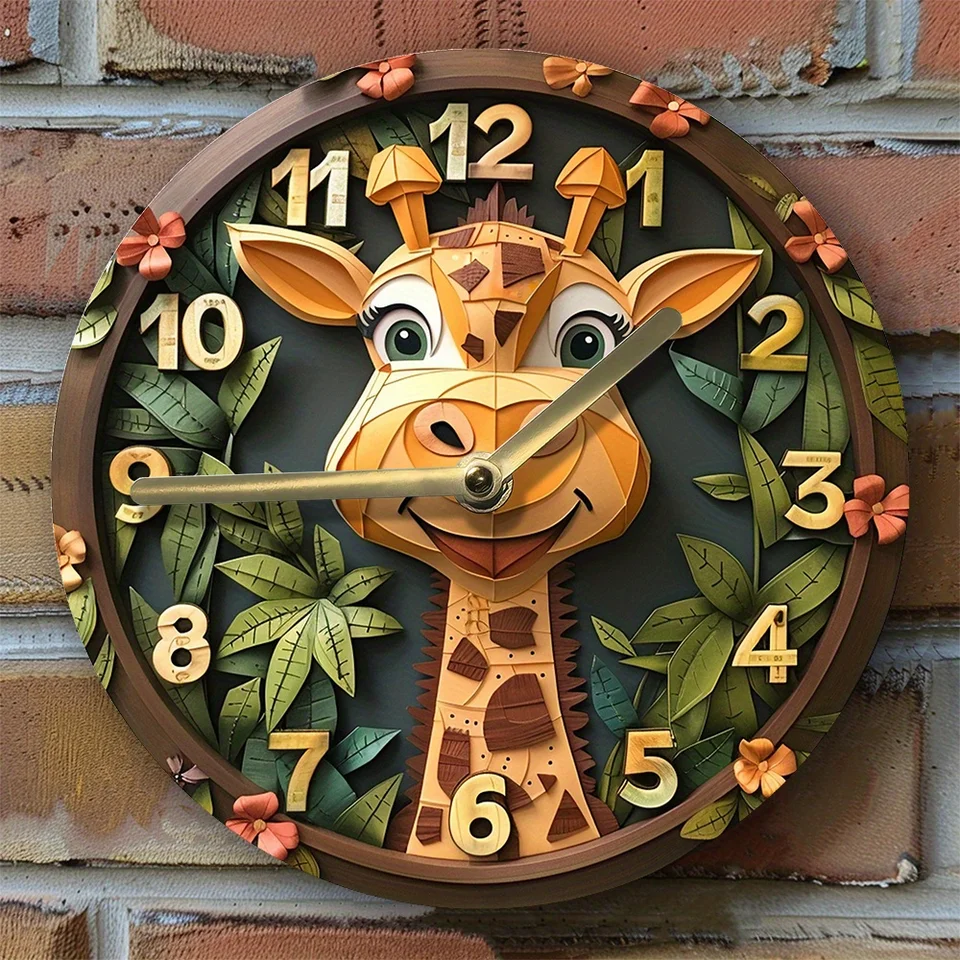 3D Aluminum Giraffe Wall Clock