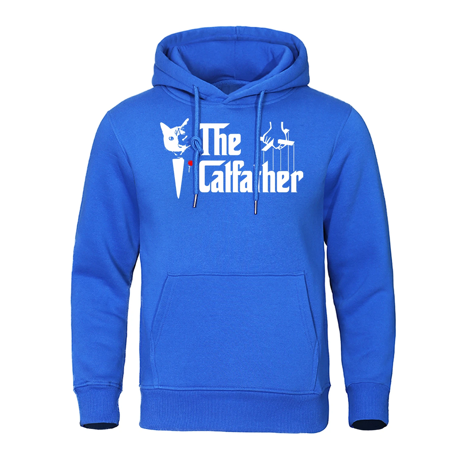 The Catfather Funny Printing Hoody Men Casual Crewneck Hoodies Fashion Loose Street Clothing Fleece Pullover Male Sweatshirt