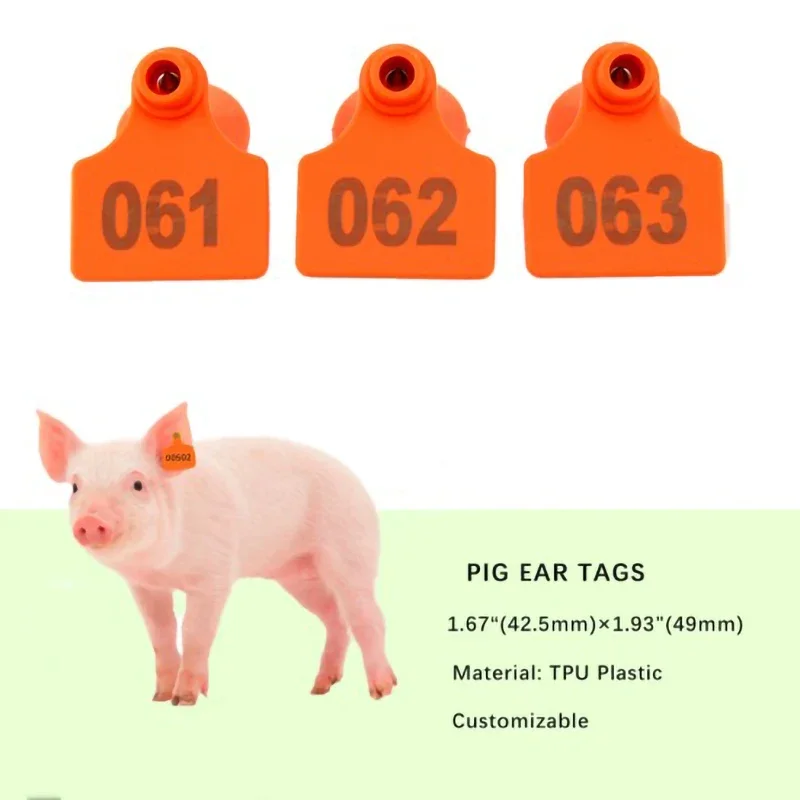 

Livestock Supplies Pig Ear Tags Farm Animal Eartags Plastic TPU Identification Label for Cow Cattle Goats Sheep 100Pcs
