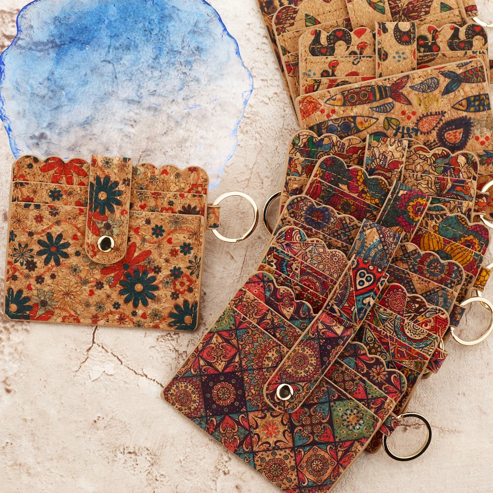 Cork Card Bag Women's Card Bag PVC Woven Wrist Strap Keychain Printed Coin Purse Pendant Keychain