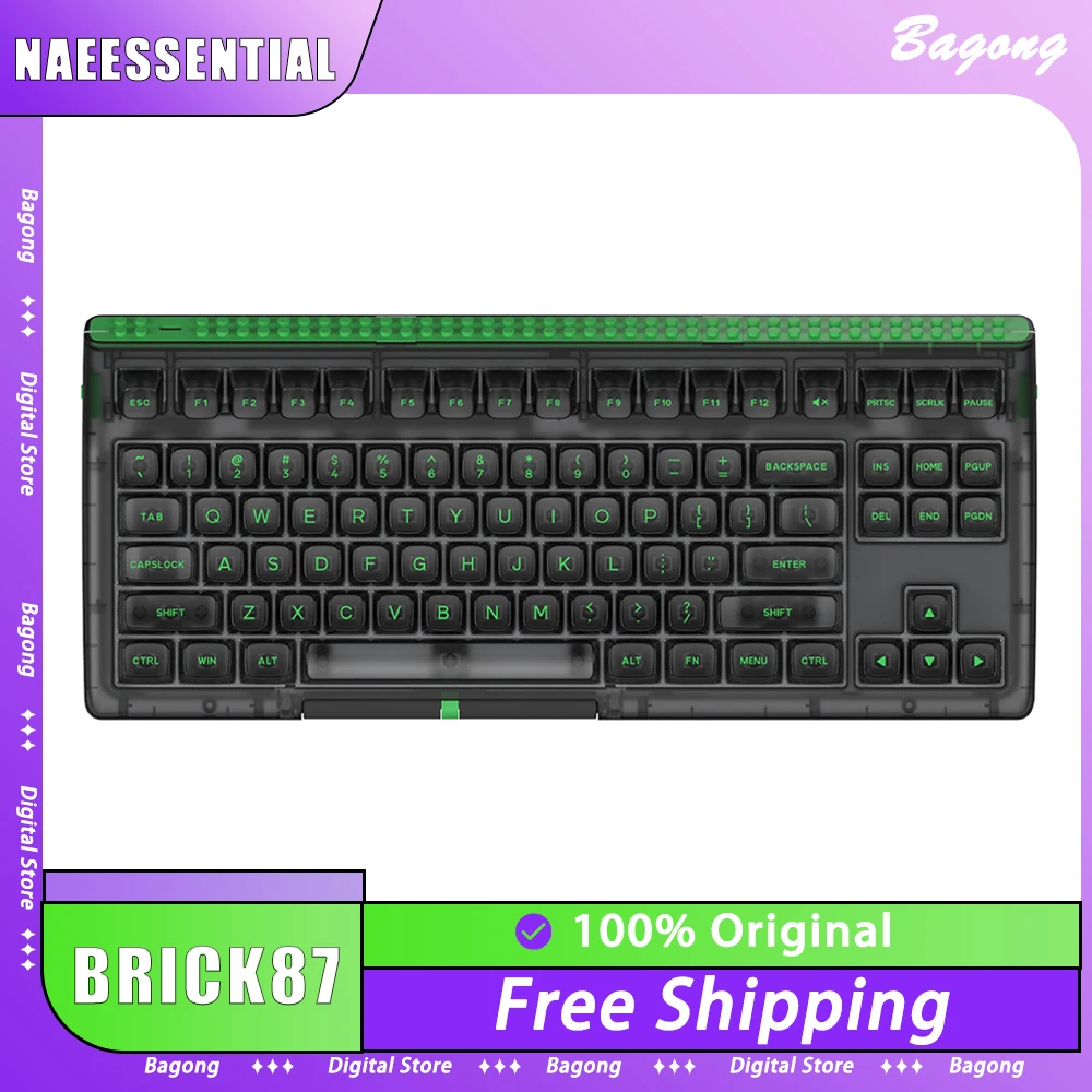 

NAEESSENTIAL BRICK87 Mechanical Keyboard Hot Swap RGB Gasket Wireless Gamer Keyboard 88 Key Ergonomics Pc Gamer Accessories Gift