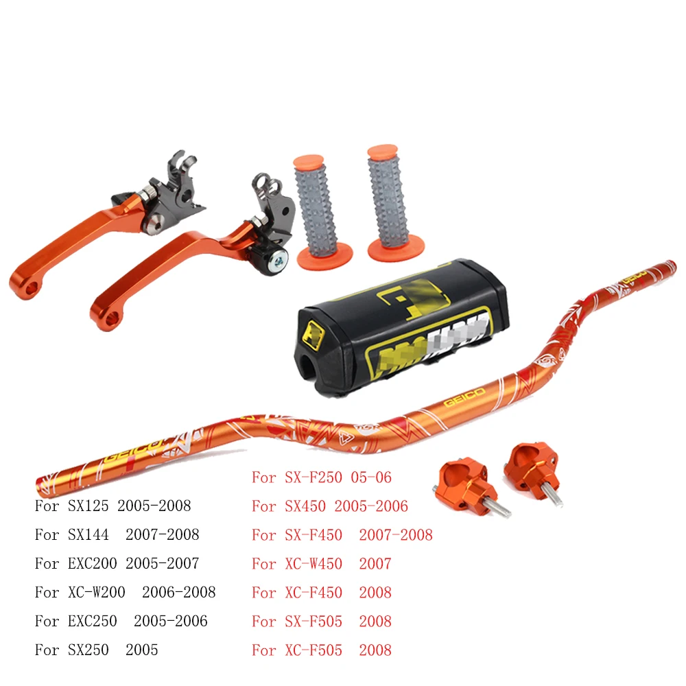 Motorcycle CNC Clutch Brake Lever 1 1/8" Fat Bar Handlebar Grips Pads