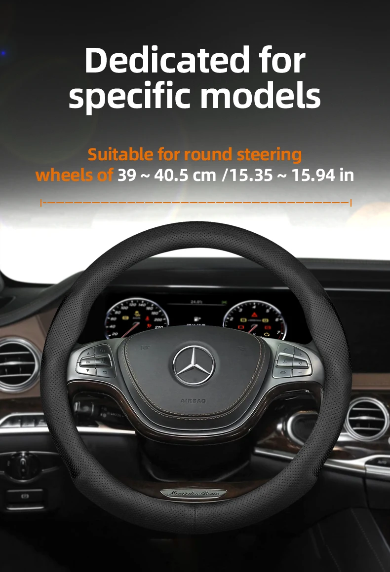 Für Mercedes-Benz 39–40,5 cm Durchmesser, runde Lenkrad-Lenkradabdeckung, ultradünn, W140 W220 W221 W222 W638 W639 W447 – Detail 4