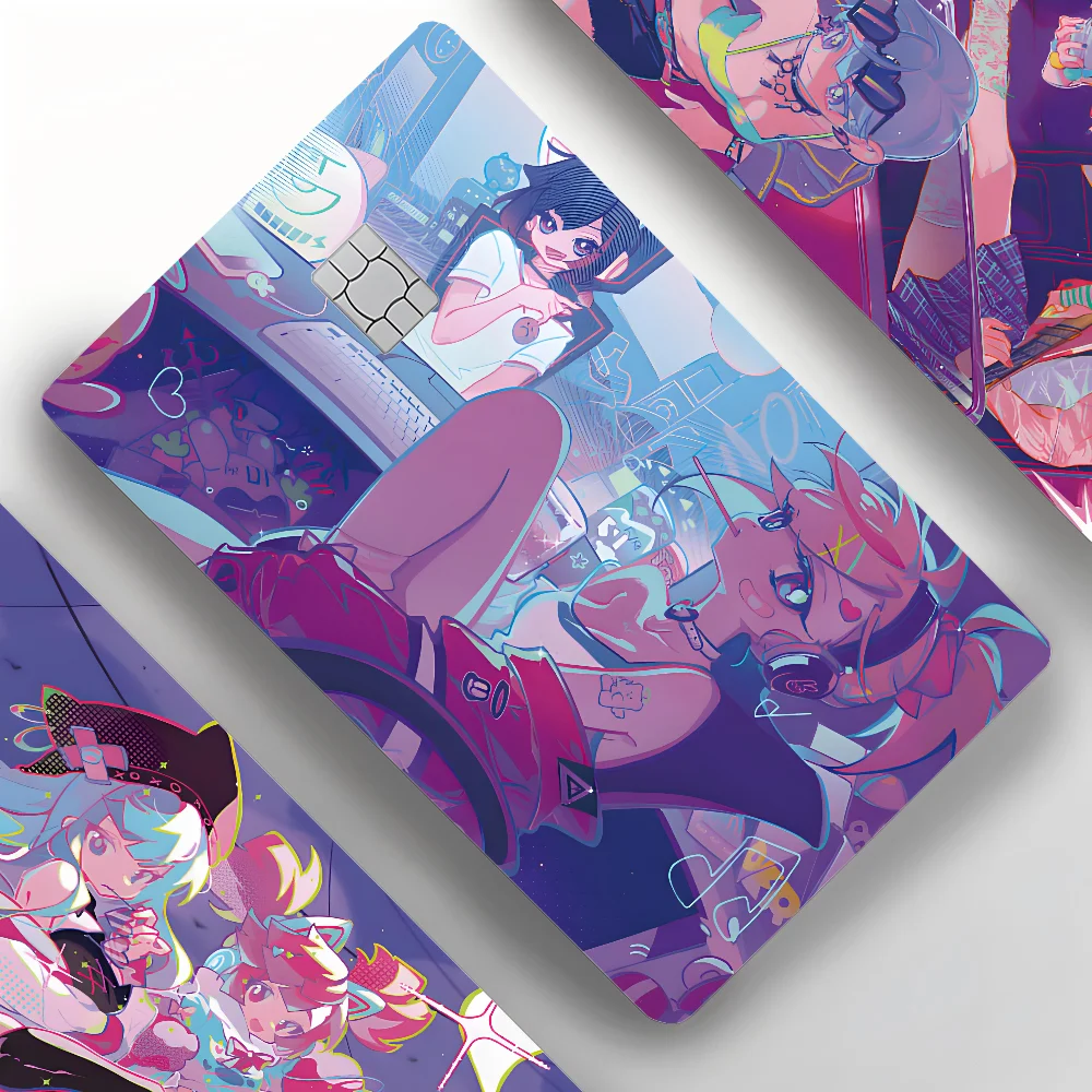 Popular Rhythm Game Muse Dash Doodle Stickers 4pcs PVC Credit Card Skin Stickers Removable Self-adhesive Protective Film