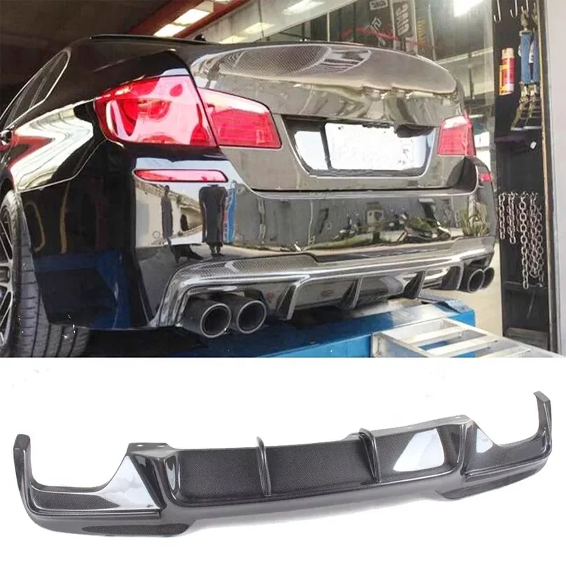 Carbon Fiber car bumpers Rear Bumper V Style Diffuser Lip Splitter for  F10 F18 520i 528i 530i 535i 525d 530d 535d M5 beige oyster car real leather interior door handle panel pull trim lhd for bmw 5 serie f10 f11 f18 525d 530d 528i 535i