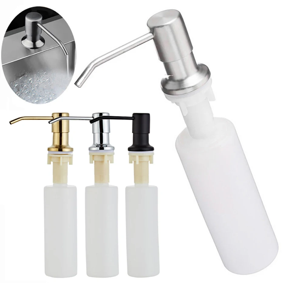 Soap Dispenser Kitchen Sink Soap Dispenser Brushed Soap Bottle Bathroom Manually Press Bottle 300ML