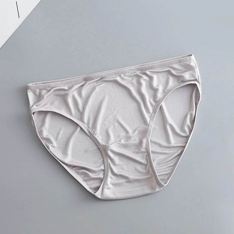 Women 100% Natural Mulberry Silk Panties Mid Waist Lace Briefs Comfortable Breathable Solid Underwear Female Seamless Lingerie