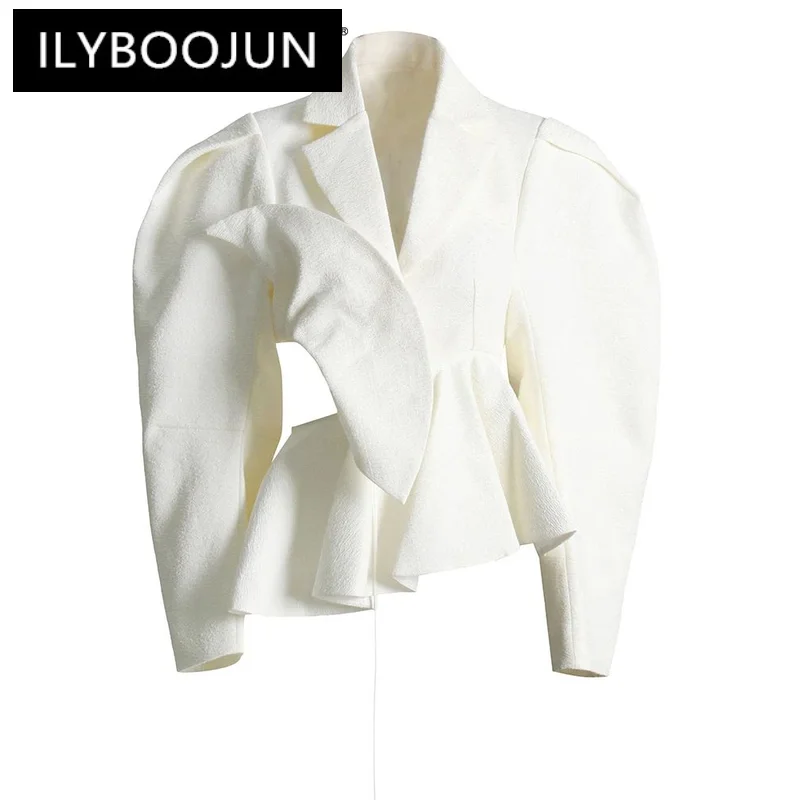 

ILYBOOJUN Streetwear Cut Out Blazer For Women Lapel Long Sleeve Solid Autumn Blazers Female Clothing New 2022 Fashion Style