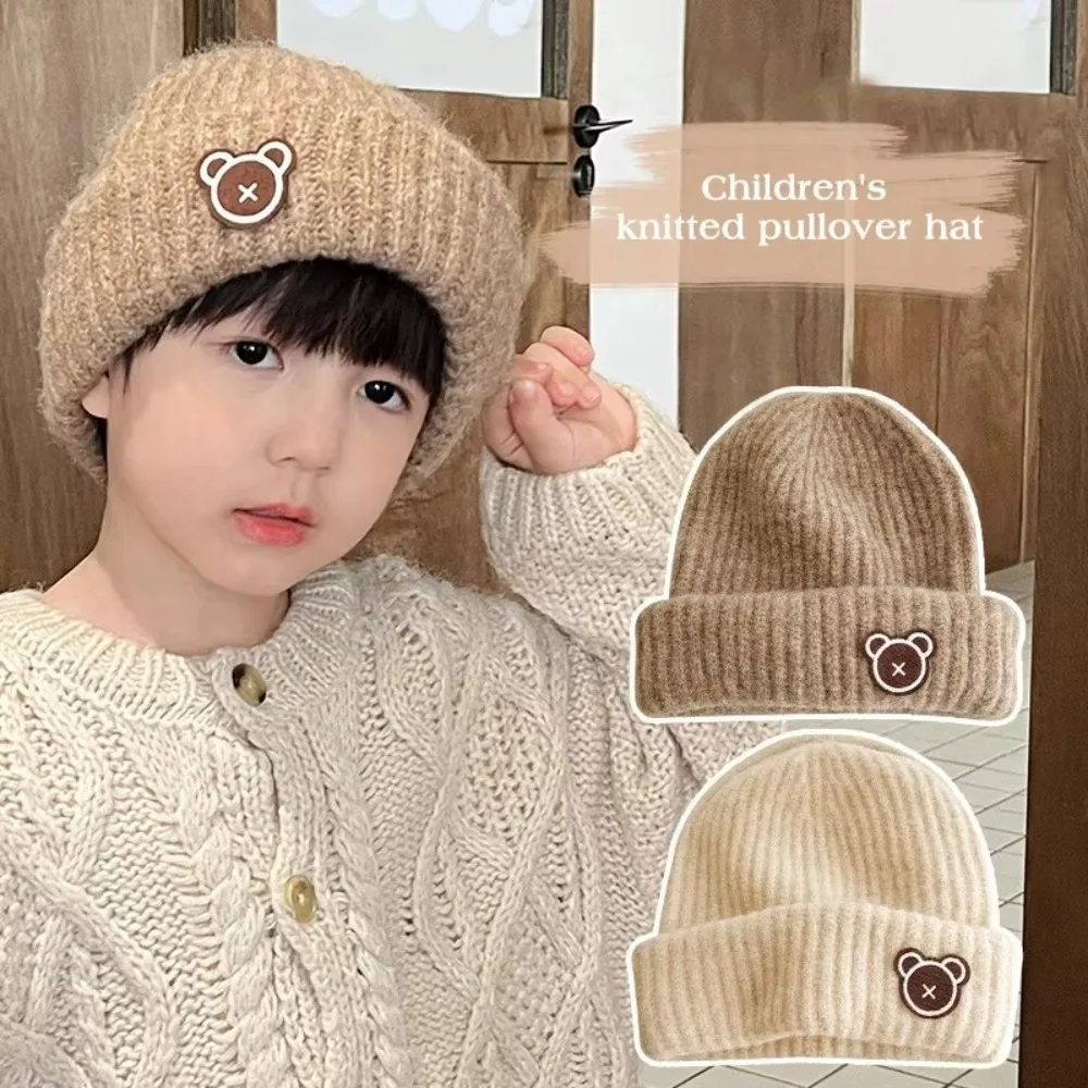 Polyester Knitted Winter Hat for Kids Boys Girls