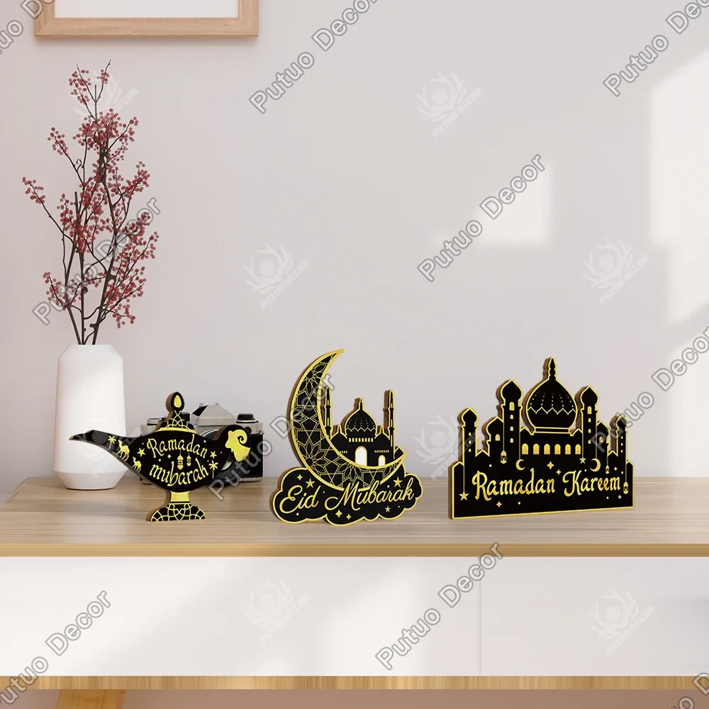 

Putuo Decor 1pc Ramadan Wooden Sign Table Decor,Desktop Decoration for Home Living Room Dinner Room,Ramadan Gifts