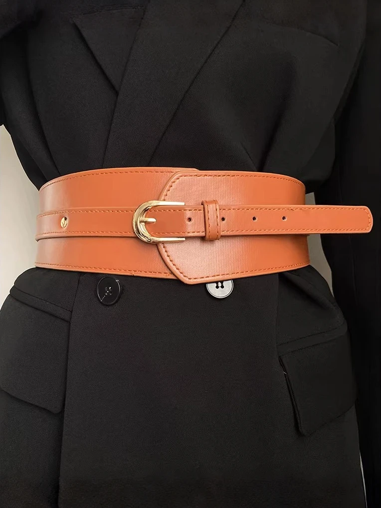 Metallschnallen-Taillengürtel, schlankmachender PU-Gürtel, für Kleider und Mäntel, elegante Taillendekoration – Detail 1