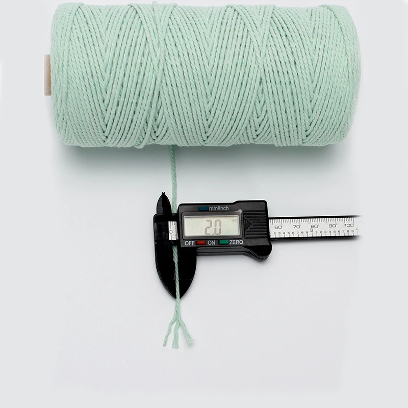 Macrame Cord 2mmx200m Cotton Twine String Cord Natural White Cotton Rope Craft String for Knitting Plant Hangers Bag