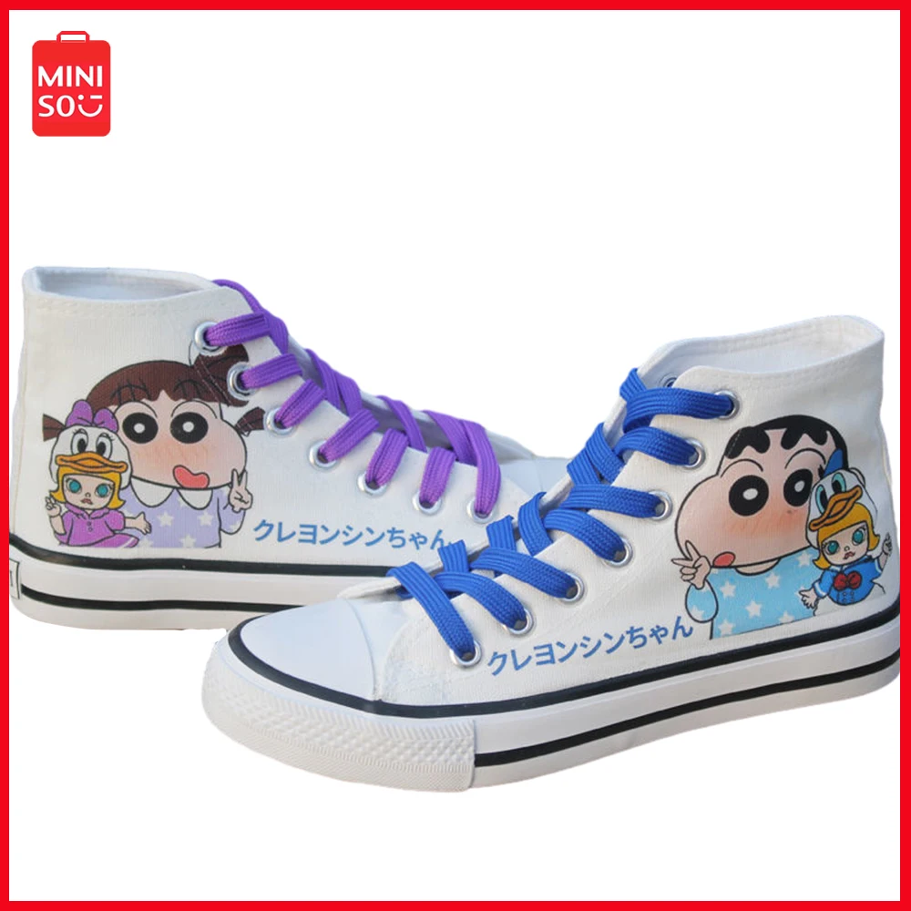 

2023 Miniso Crayon Shin Chan Cartoon Anime Korean Edition Couple Y2K Canvas Shoes Outdoor Cute Fashion Versatile Casual Shoes