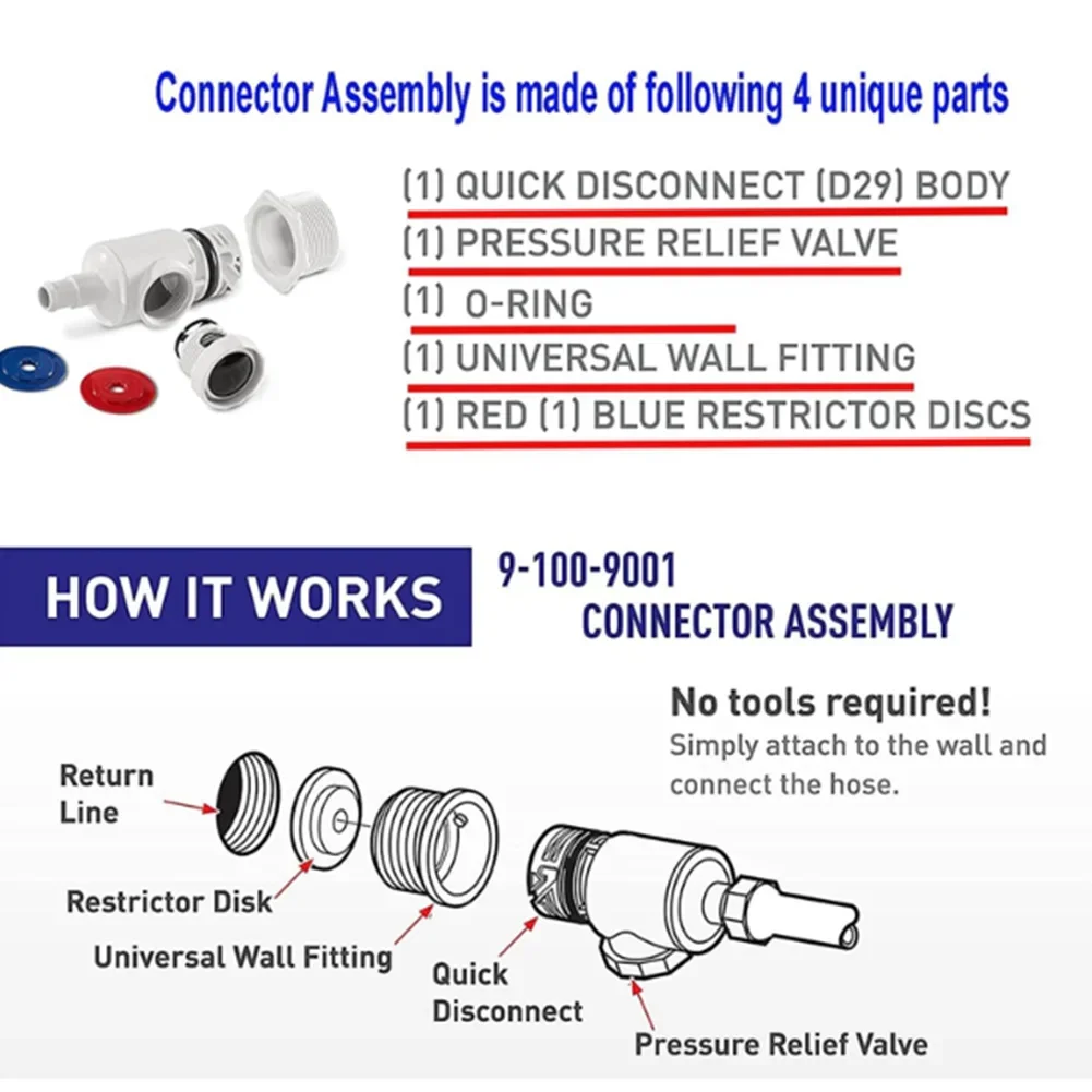 9-100-9001 UWF Connector Assembly Replacement UWF Wall Fitting Connector Assembly for Zodiac Polaris 280 380 3900 Pool Cleaners