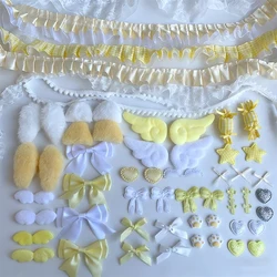 Enchanting Pink Princess Hair Accessory Craft Kit for Girls - 67 - Piece Set with Lace, Ribbons, Bows, Mini Fans, and Clips (Yellow)